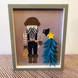 Hobby Lobby Christmas 2021 Woodland Wonders Shadow Box Felt Lumber Jack HTF
